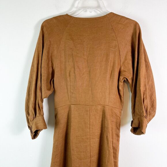 Nicholas NWOT Asilah Tie-Front Cutout Linen Dress Size 4 - Picture 7 of 10